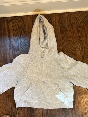 lululemon athletica Light Gray Cropped Half-Zip Hoodie